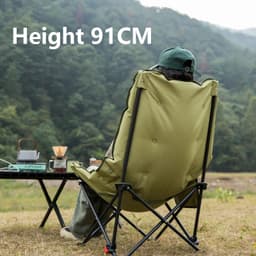 image-High-Back Adjustable Camping Moon Folding Leisure Chair Green