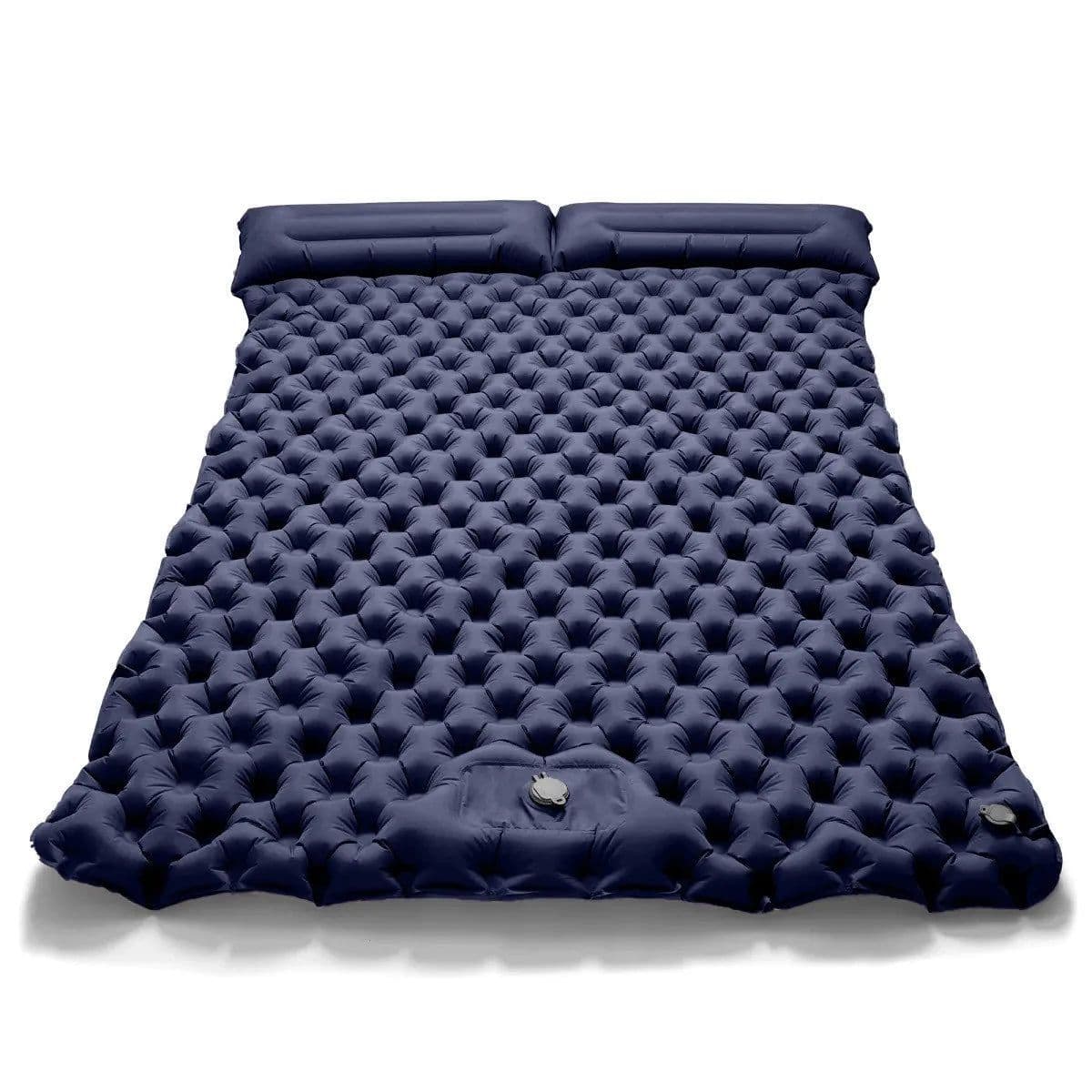 image-Double Sleeping Pad Inflatable Camping Navy Blue