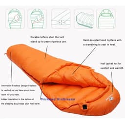 image-Goose Down Mummy Sleeping Bag Orange