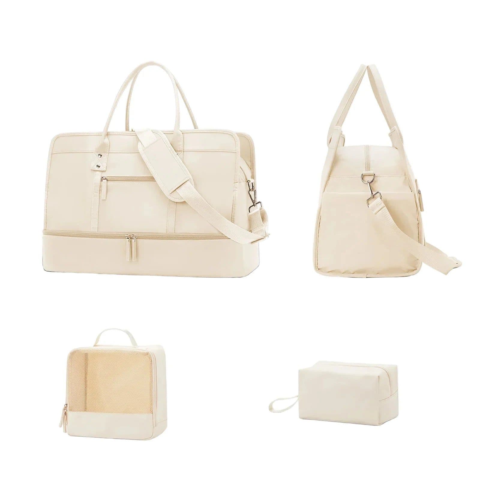 image-Luggage Travel Bag with Clothes and Toiletry Bag (Beige)