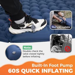 image-Double Sleeping Pad Inflatable Camping Navy Blue