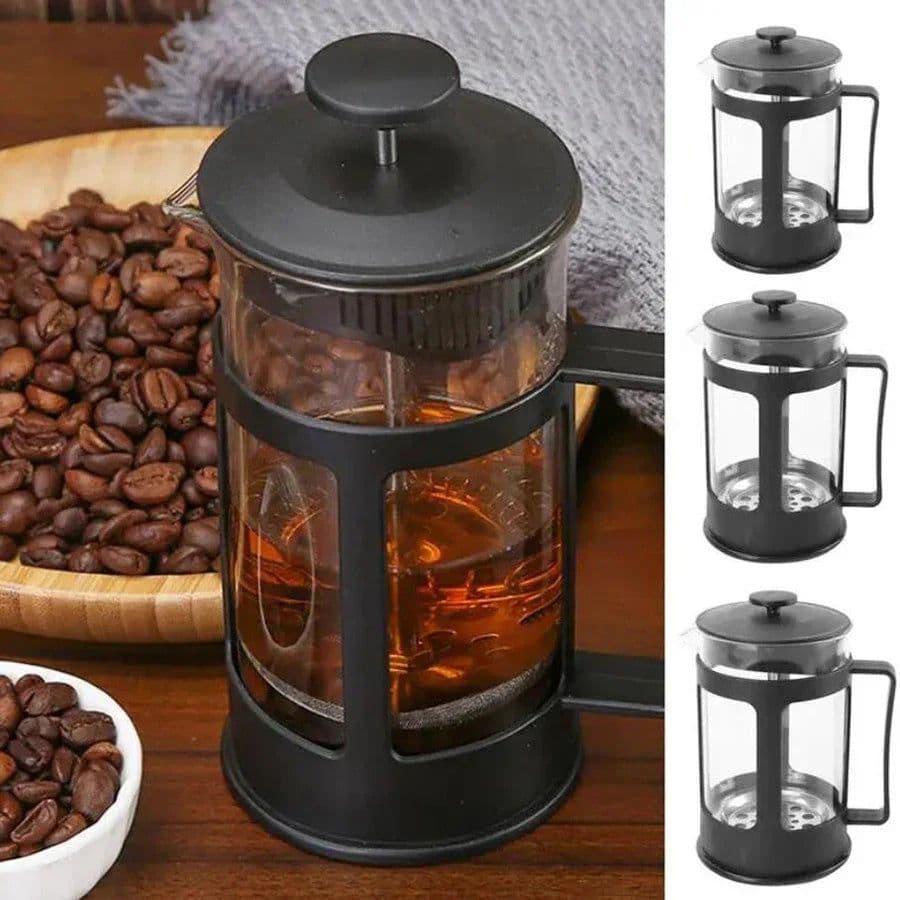 image-600ML Stainless Steel Coffee & Tea Brewer with Built in Filter & Handle Black