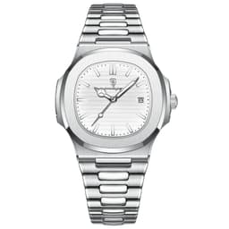 image-Watch for Men Stainless Steel Square Waterproof Quartz (White)