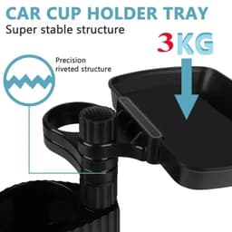 image-Car Cup Holder Expander Tray Detachable Food & Drink Tray Black
