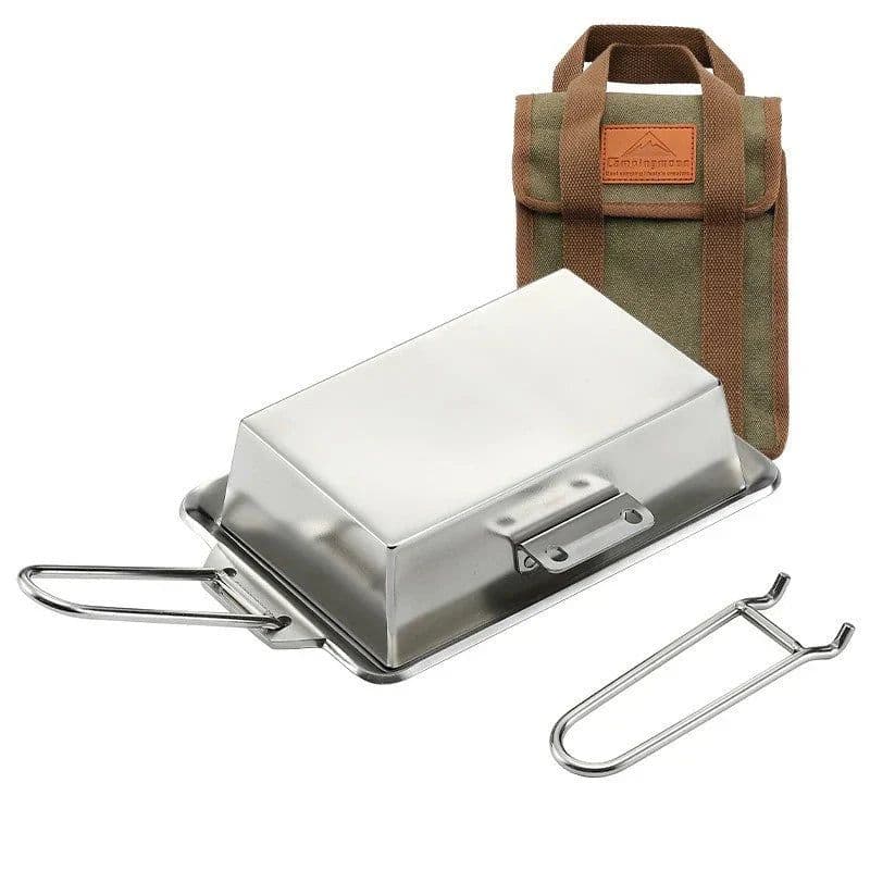 image-Portable Thickened Camping Frying Pan Silver