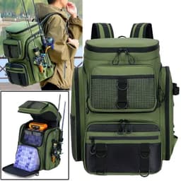 image-Tackle Backpack with Rod Holders Camping Green
