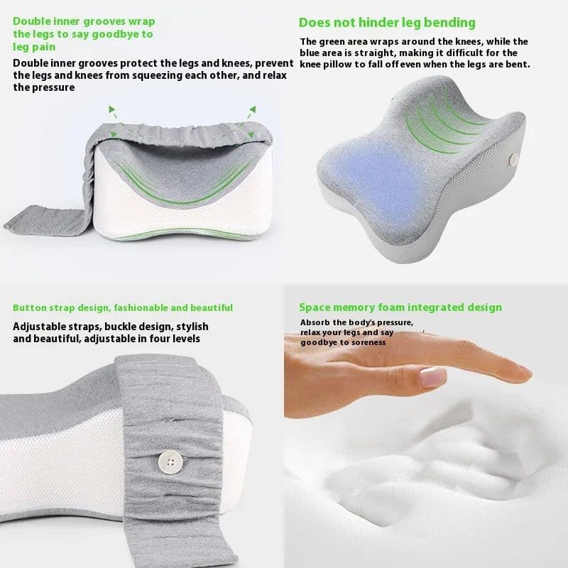 image-Orthopedic Memory Foam Leg Pillow with Adjustable Strap Grey