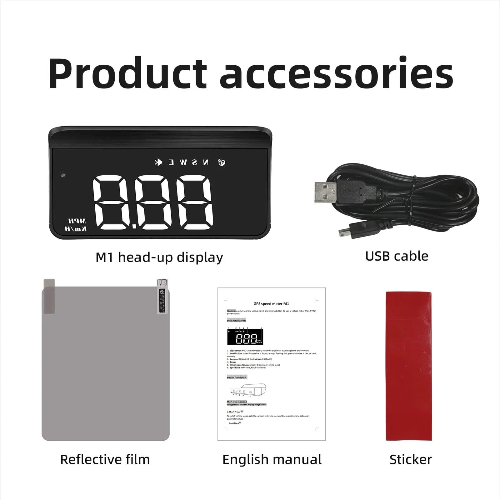 image-M3 Car HUD Display High Definition Windshield Projection Black
