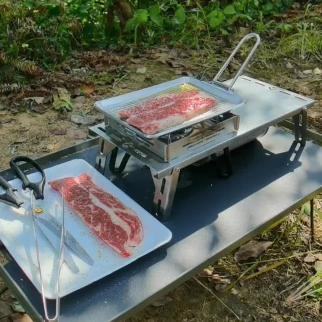image-Portable Thickened Camping Frying Pan Silver