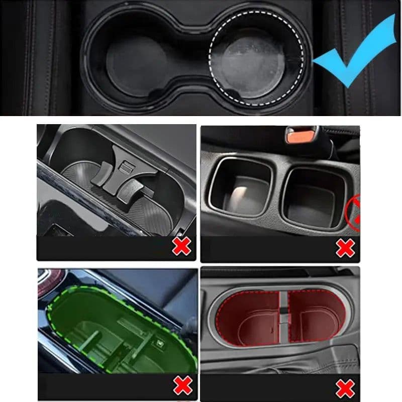 image-Car Cup Holder Expander Tray Detachable Food & Drink Tray Black