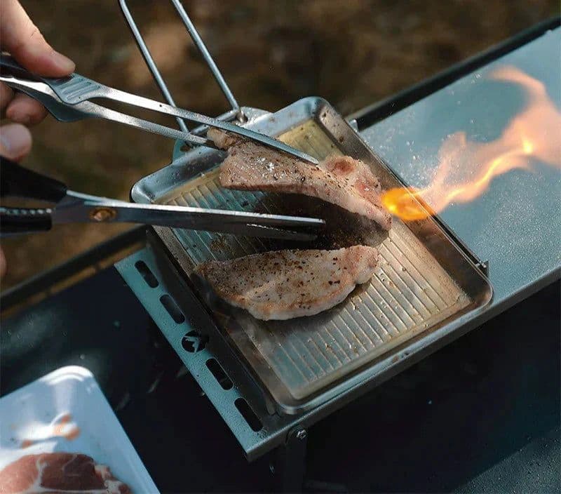 image-Portable Thickened Camping Frying Pan Silver