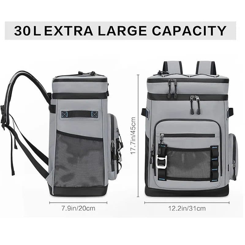 image-30L Camping Insulated Backpack Hot Cold Storage Gray