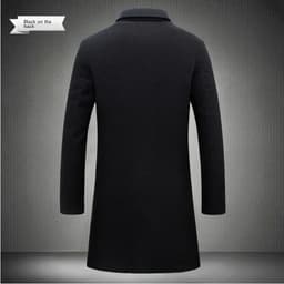 image-Men's Cotton Wool Blend Long Windbreaker Coat (Black)