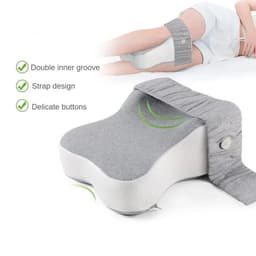 image-Orthopedic Memory Foam Leg Pillow with Adjustable Strap Grey