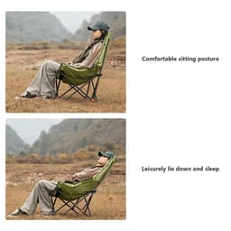image-High-Back Adjustable Camping Moon Folding Leisure Chair Green