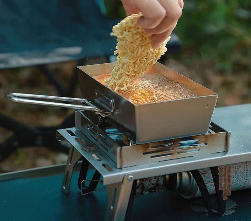 image-Portable Thickened Camping Frying Pan Silver