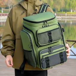 image-Tackle Backpack with Rod Holders Camping Green