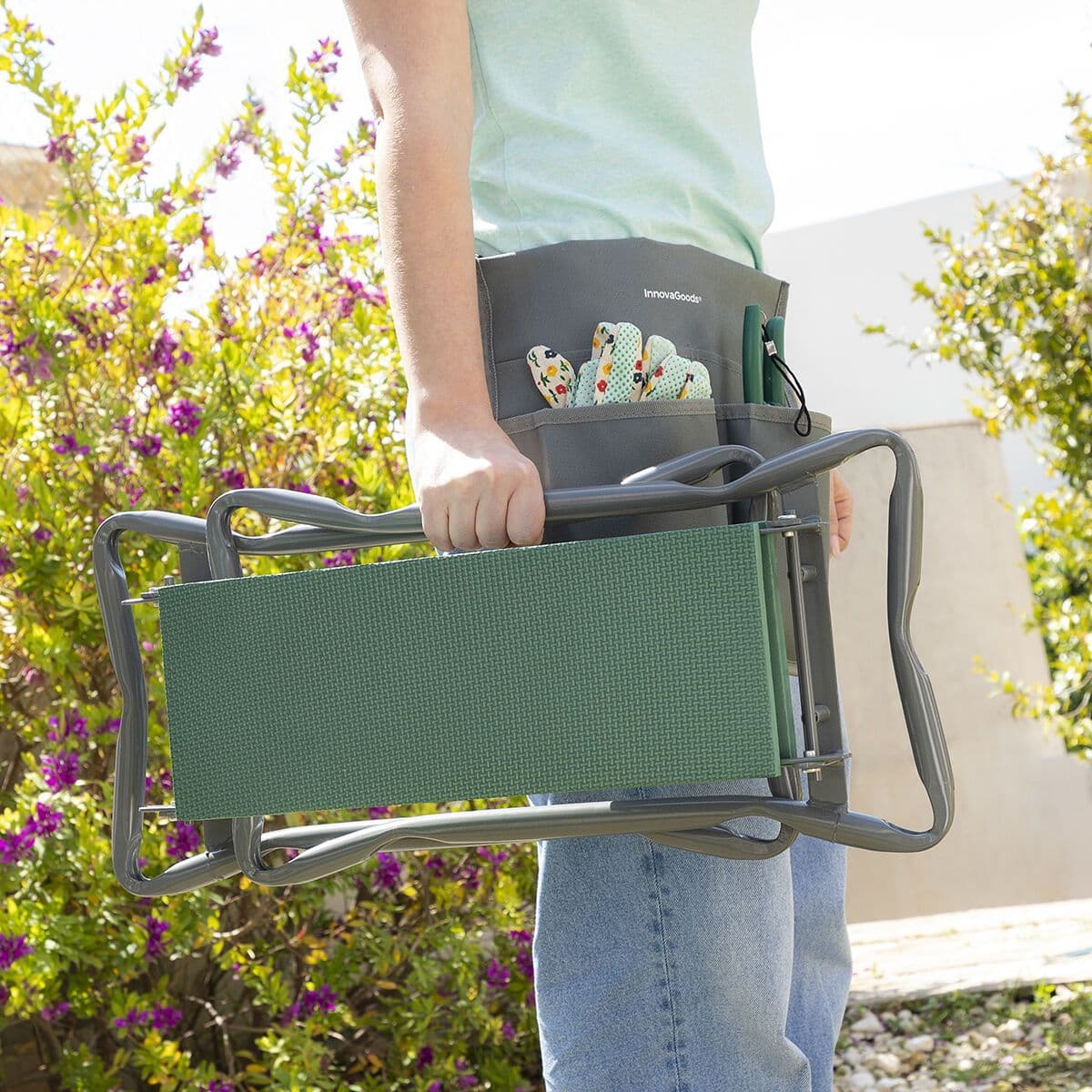 image-3-in-1 Folding Garden Seat with Bag for Tools Situl InnovaGoods
