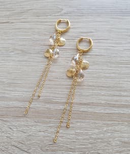 image-Swarovski crystal and gold seashell hoop earrings