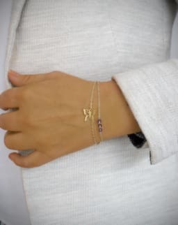 image-Gold butterfly bracelet tanzanite Swarovski crystals