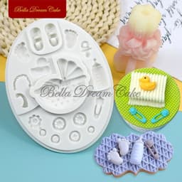 image-3D Baby Shower Pram Design Silicone Mold Fondant Chocolate Mould DIY Clay Resin Model Cake Decorating Tools Baking Accessories