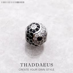 image-Beads Yin Yang Micro Pave Ball Charm For Women DIY Fine Jewelry Making Men Real Silver Sterling 925 Europe Gift