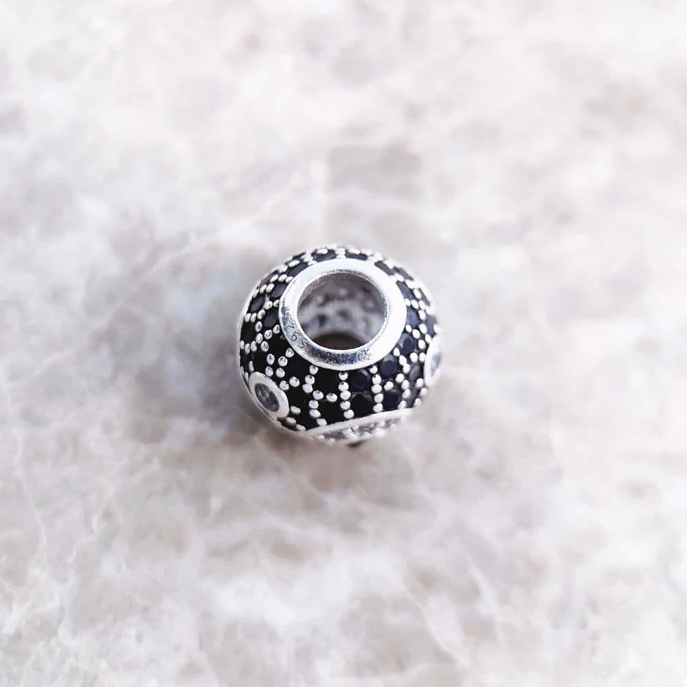 image-Beads Yin Yang Micro Pave Ball Charm For Women DIY Fine Jewelry Making Men Real Silver Sterling 925 Europe Gift
