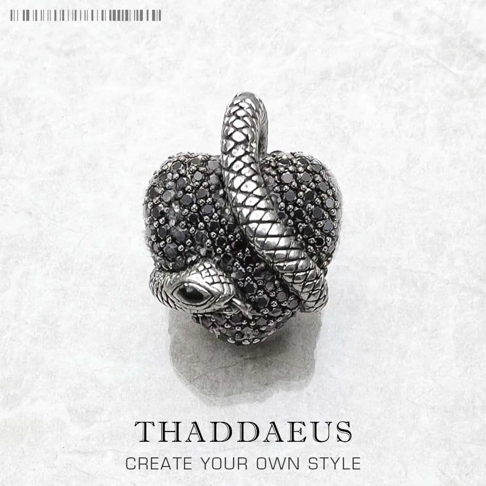 image-Pendant Black Heart Snake Brand Fashion Vintage Jewelry 925 Sterling Silver Europe Accessories Gift For Women