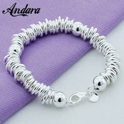 image-New Arrival 925 Silver Color Charm Bracelets Fine Jewelry Cuff Bangle For Women Men