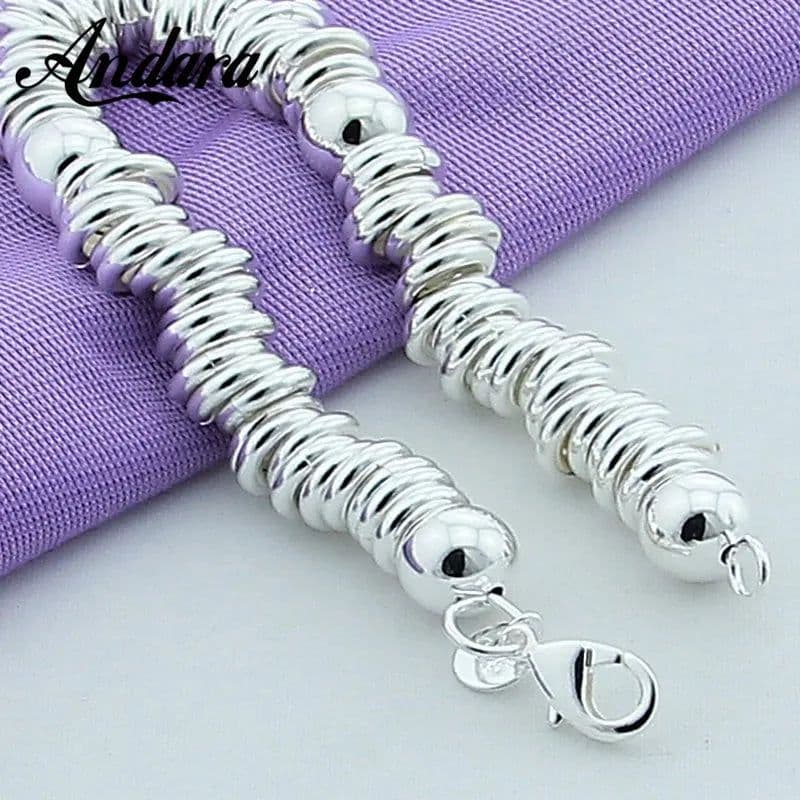 image-New Arrival 925 Silver Color Charm Bracelets Fine Jewelry Cuff Bangle For Women Men