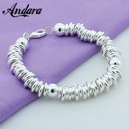 image-New Arrival 925 Silver Color Charm Bracelets Fine Jewelry Cuff Bangle For Women Men