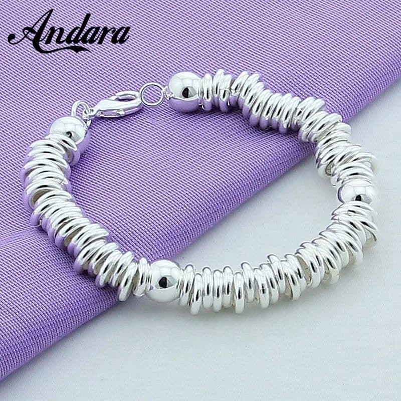 image-New Arrival 925 Silver Color Charm Bracelets Fine Jewelry Cuff Bangle For Women Men