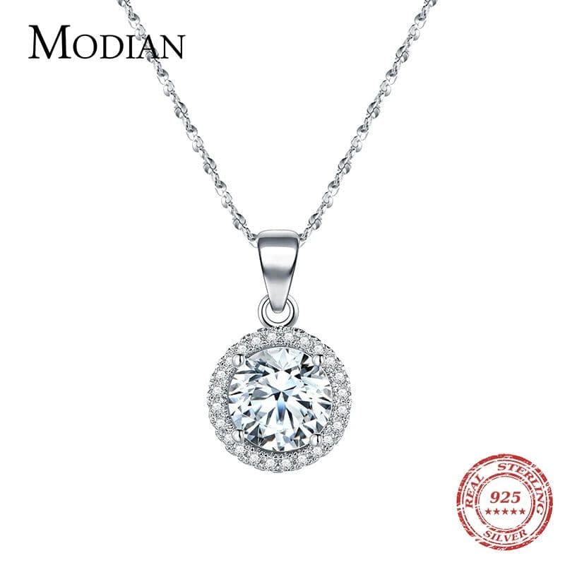 image-Genuine 925 Sterling Silver Luxury Chain Brand Necklace with 2.0Ct AAAAA Level Zircon Necklaces Gift Jewelry for women