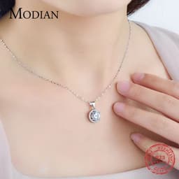image-Genuine 925 Sterling Silver Luxury Chain Brand Necklace with 2.0Ct AAAAA Level Zircon Necklaces Gift Jewelry for women
