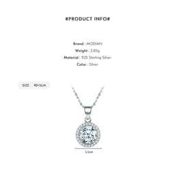 image-Genuine 925 Sterling Silver Luxury Chain Brand Necklace with 2.0Ct AAAAA Level Zircon Necklaces Gift Jewelry for women