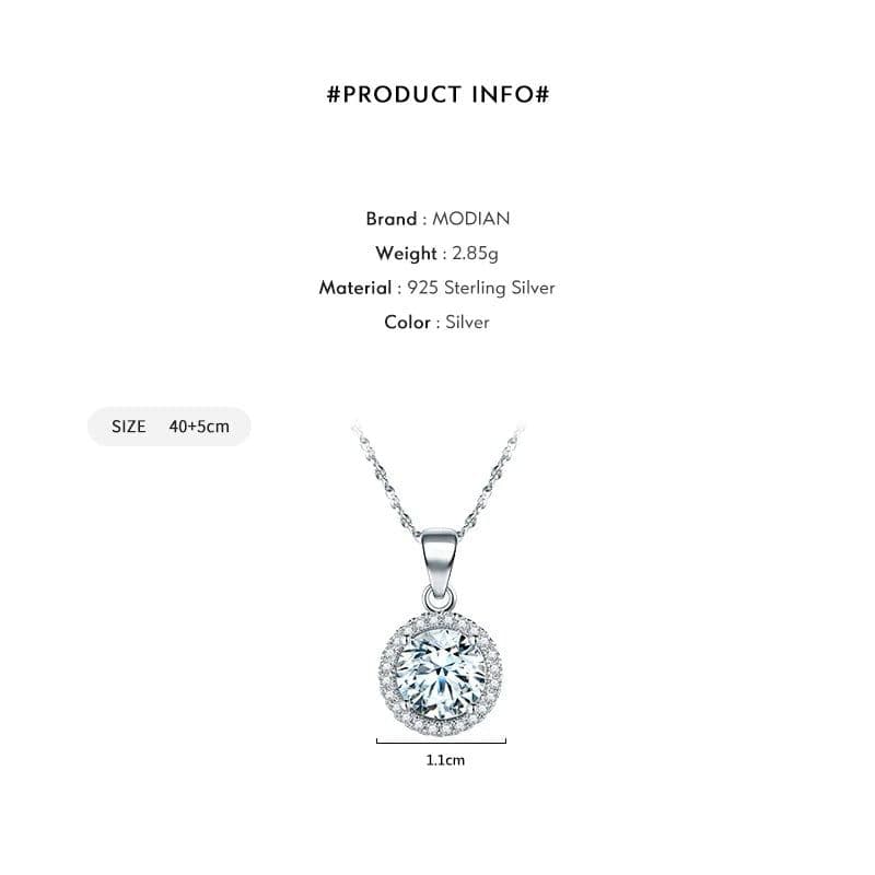 image-Genuine 925 Sterling Silver Luxury Chain Brand Necklace with 2.0Ct AAAAA Level Zircon Necklaces Gift Jewelry for women