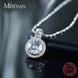 image-Genuine 925 Sterling Silver Luxury Chain Brand Necklace with 2.0Ct AAAAA Level Zircon Necklaces Gift Jewelry for women