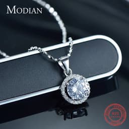 image-Genuine 925 Sterling Silver Luxury Chain Brand Necklace with 2.0Ct AAAAA Level Zircon Necklaces Gift Jewelry for women