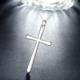 image-Aravant 925 Silver Cross Pendant Necklace Chain For Women Men Party Jewelry