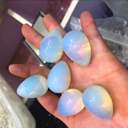image-1.2 inches Natural Opal Egg Quartz Crystal Polishing Kegel Exercise Healing Stone 1pc