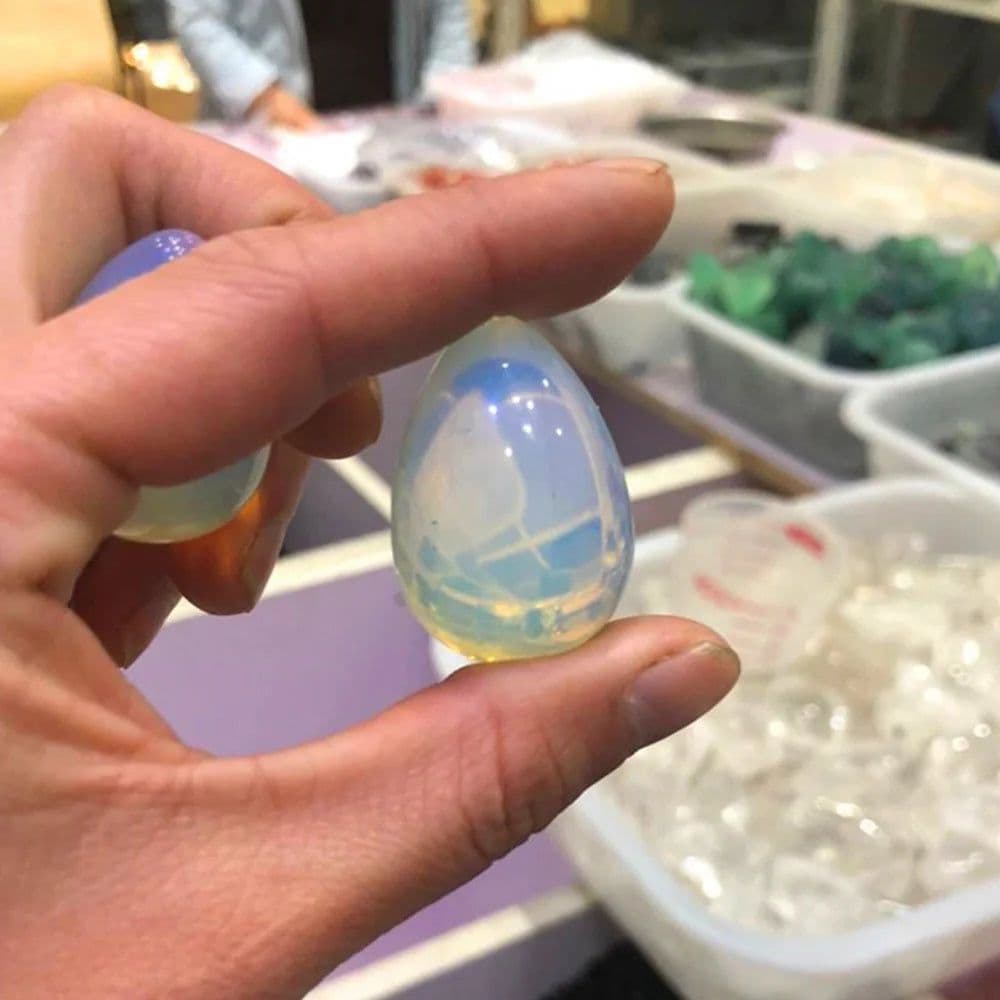 image-1.2 inches Natural Opal Egg Quartz Crystal Polishing Kegel Exercise Healing Stone 1pc