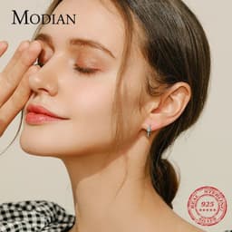 image-MODIAN Vintage Natural Turquoise Hoop Earrings Solid 925 Sterling Silver Luxury Trendy Earring For Women Wedding Jewelry Brincos