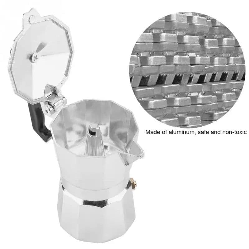 image-50mL 1 Cup Aluminum Italian Type Moka Pots Espresso Coffee Maker Stove Home Office Use New