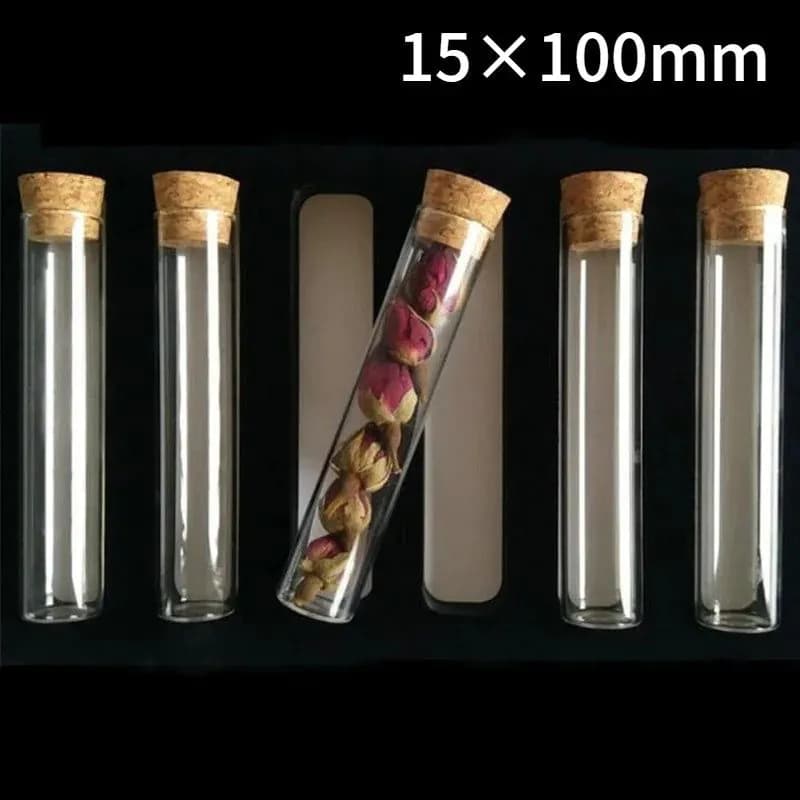 image-24pcs/lot 15x100mm Flat Bottom Glass Test Tube With Cork Stoppers For Kinds Of TESTS
