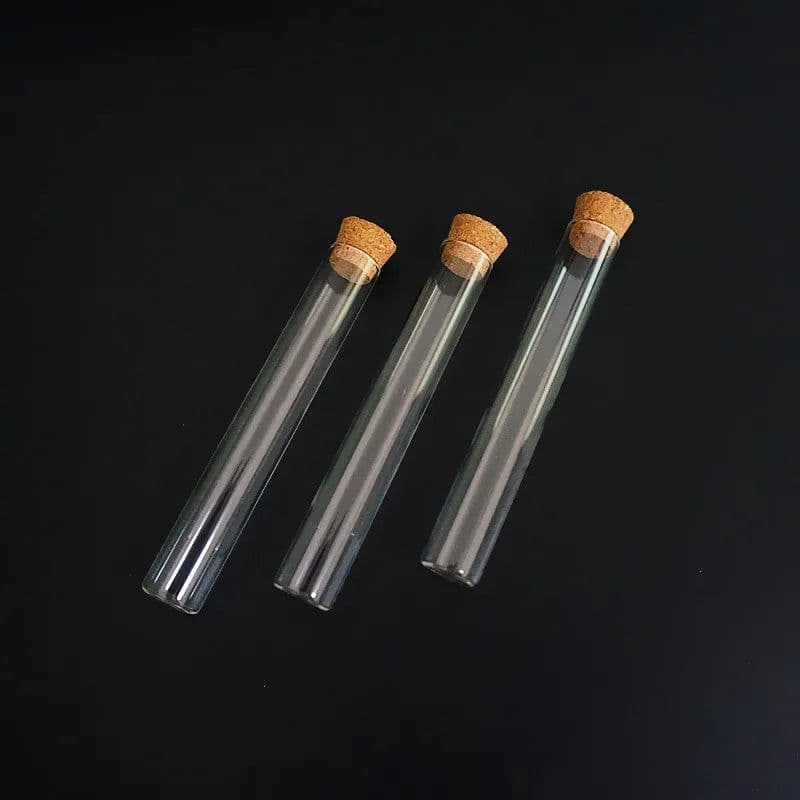 image-24pcs/lot 15x100mm Flat Bottom Glass Test Tube With Cork Stoppers For Kinds Of TESTS