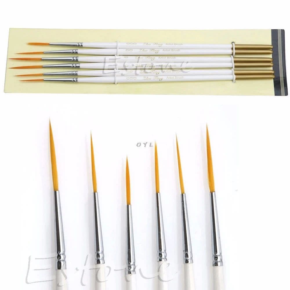 image-Hot 6Pcs/Set Nylon Hair Round Paint Brush Hook Line Pen Artist Draw Painting Craft