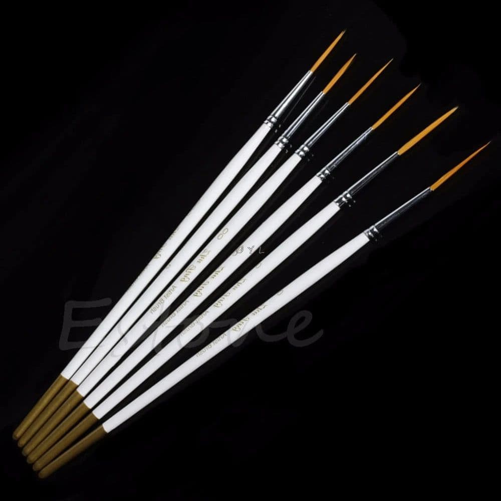 image-Hot 6Pcs/Set Nylon Hair Round Paint Brush Hook Line Pen Artist Draw Painting Craft