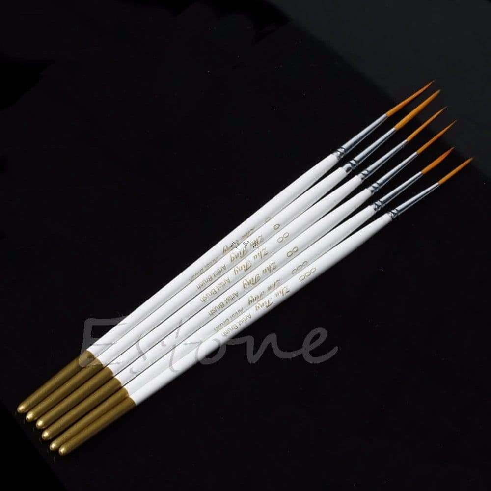 image-Hot 6Pcs/Set Nylon Hair Round Paint Brush Hook Line Pen Artist Draw Painting Craft