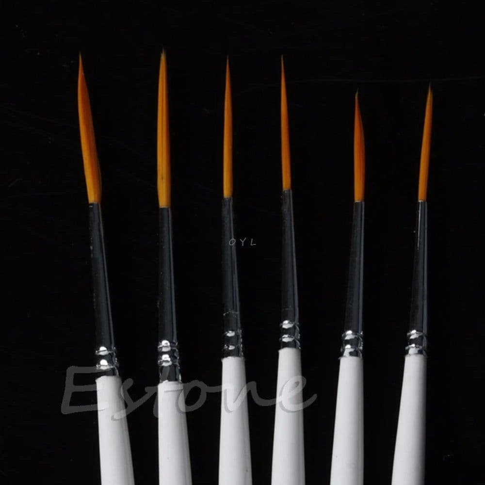 image-Hot 6Pcs/Set Nylon Hair Round Paint Brush Hook Line Pen Artist Draw Painting Craft