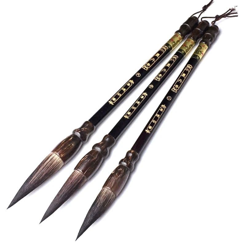 image-Bear Hair Calligraphy Brush Pen Regular Script Writing Brush Set Chinese Landscape Art Painting Ink Brush Tinta China Caligrafia